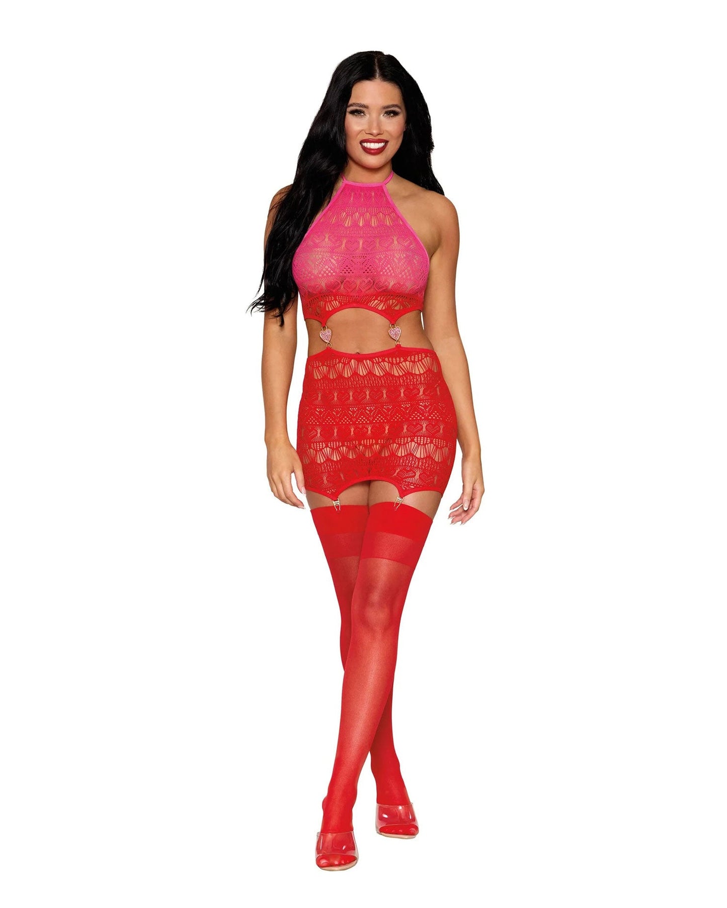 Ignite Desire in Red: Garter Slip Temptation