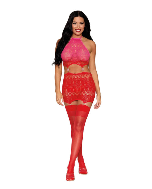 Ignite Desire in Red: Garter Slip Temptation