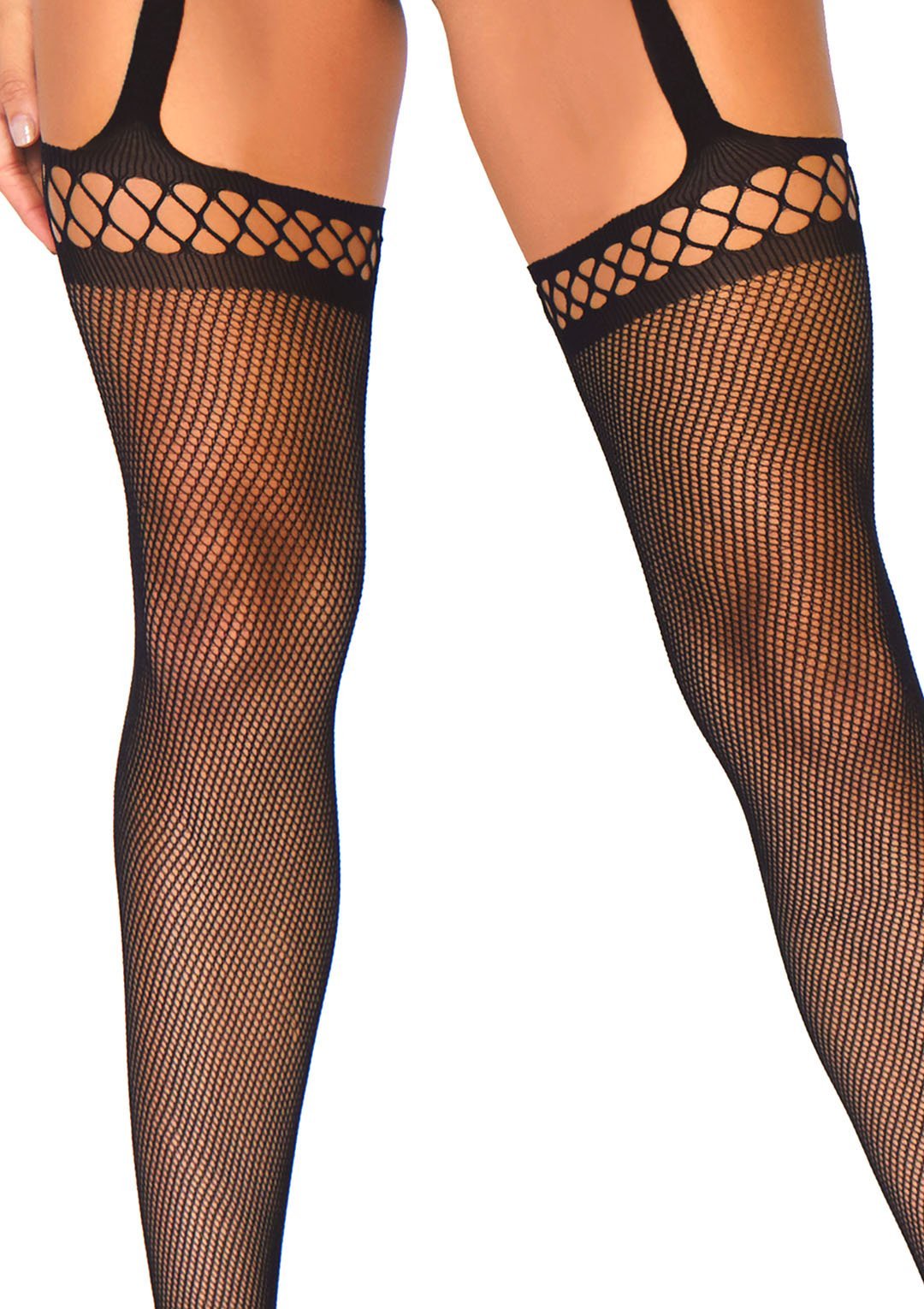 Enticing Fishnet Temptation with Thigh-High Allure
