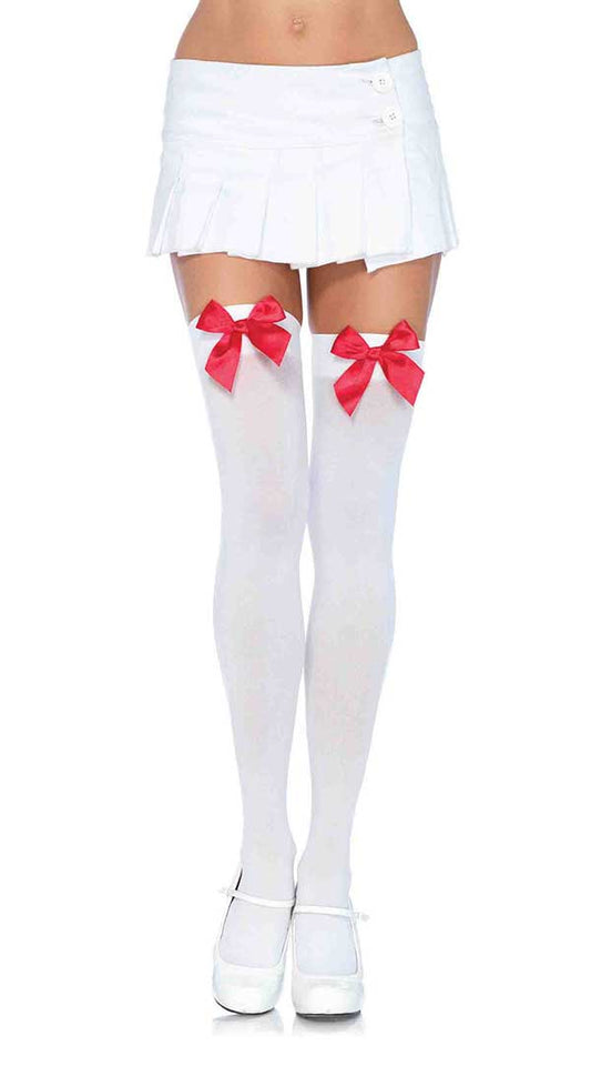 Kiss Me Thigh Highs with Red Satin Bow