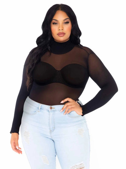 Midnight Temptation: Curvy Black Bodysuit Bliss