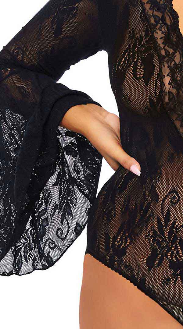 Whispers of Lace: Enchanting Bell Bodysuit for Queens