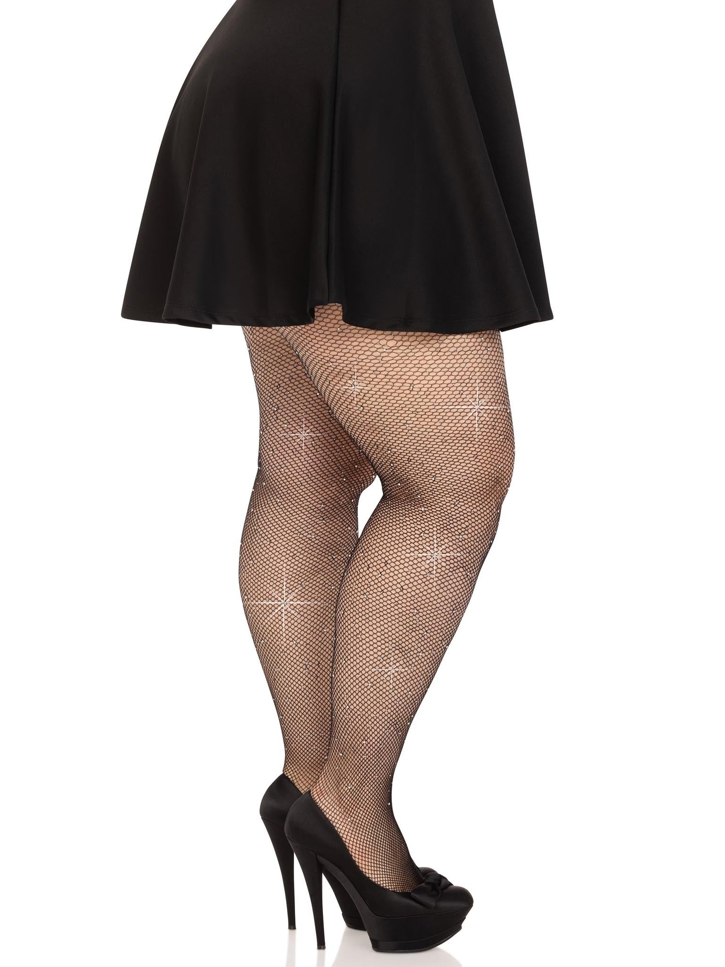 Sparkling Temptation: Black Rhinestone Fishnet Enchantment
