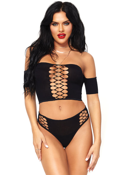 Veil of Desire: Opaque Crop & Thong Set