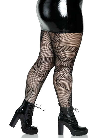 Entangled in Desire: Plus Size Snake Net Tights