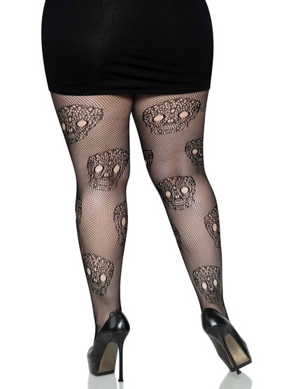 Whispers of Desire: Lace Skull Fishnet Enchantment
