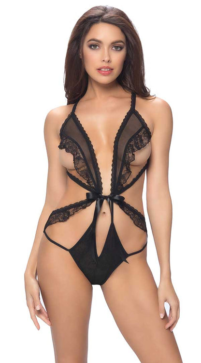 Unleash Your Desires: Ruffled Crotchless Teddy