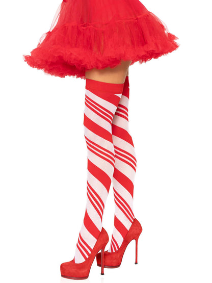Sweet Temptation: Sheer Candy Cane Thigh Highs