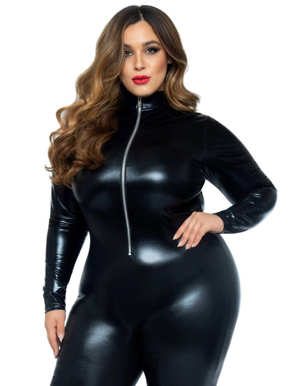 Femme Fatale's Temptation: The Zippered Desire Catsuit