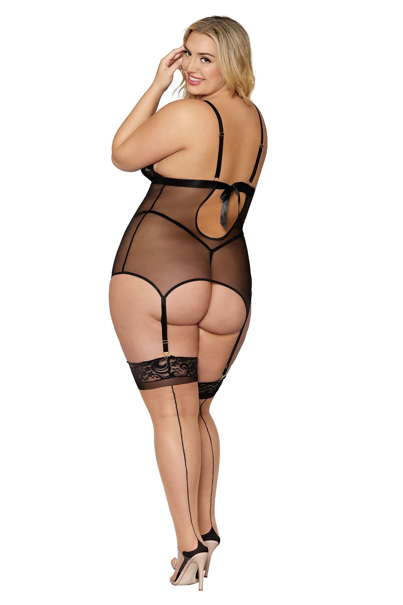 Enticing Lace and Mesh Temptation Slip for Curves